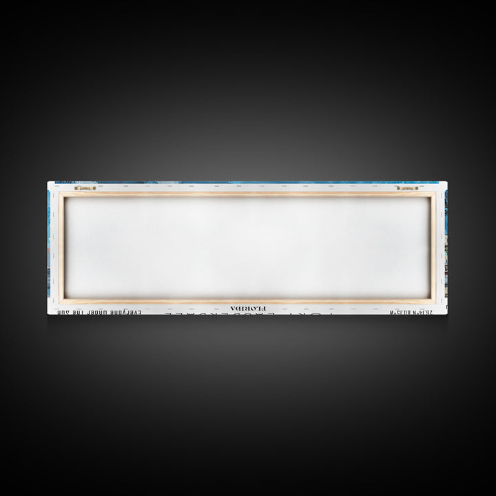 Fort Lauderdale Florida Panoramic Watercolor Painting, Scenic Framed Canvas Print, Urban Wall Art for Living Room, Travel Poster, Home Decor, City Gift Idea