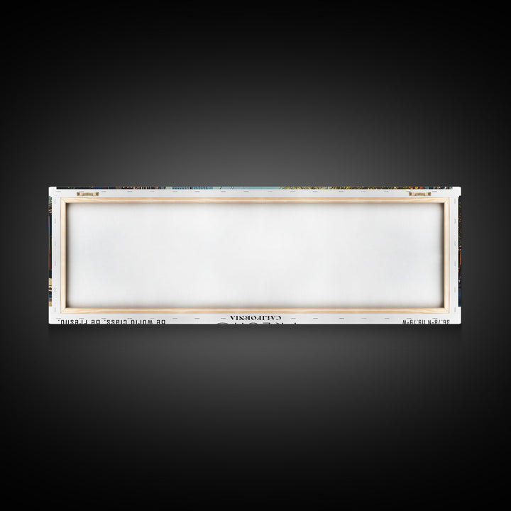 Fresno California Panoramic Watercolor Painting, Scenic Framed Canvas Print, Urban Wall Art for Living Room, Travel Decor, City Print, Gift Idea