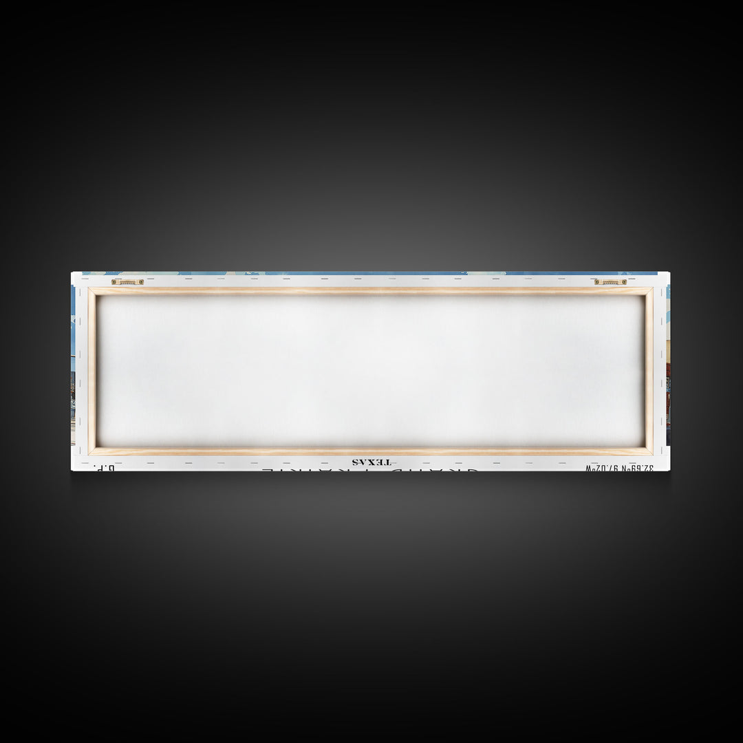 Grand Prairie Texas Panoramic Watercolor Painting, Urban Framed Canvas Print, Cityscape Wall Art for Living Room, Travel Decor, Home Gift Idea