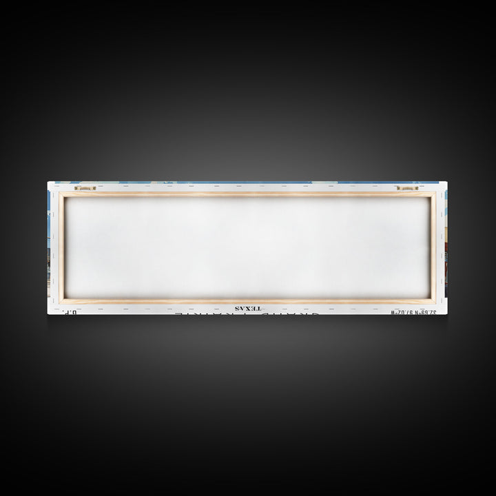 Grand Prairie Texas Panoramic Watercolor Painting, Urban Framed Canvas Print, Cityscape Wall Art for Living Room, Travel Decor, Home Gift Idea