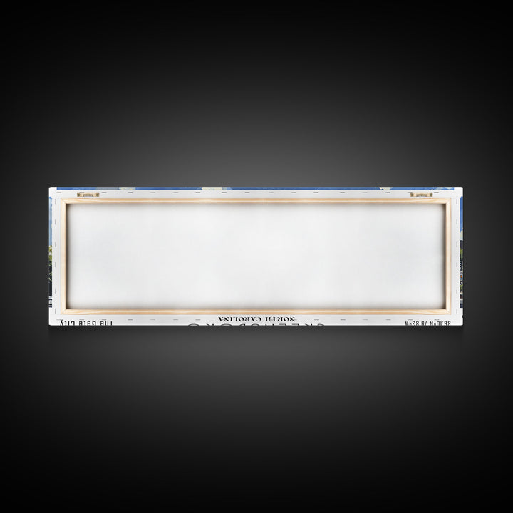 Greensboro North Carolina Panoramic Watercolor Painting, Urban Framed Canvas Print, Cityscape Wall Art for Office, Travel Decor, Home Gift Idea