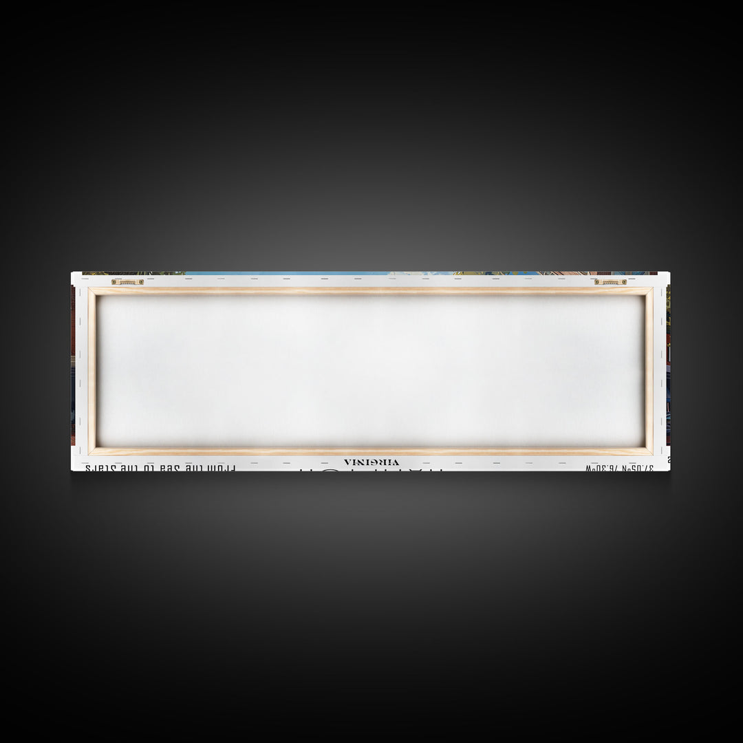 Hampton Virginia Panoramic Watercolor Painting, Urban Framed Canvas Print, Cityscape Wall Art for Living Room, Travel Poster, Home Decor, City Gift Idea