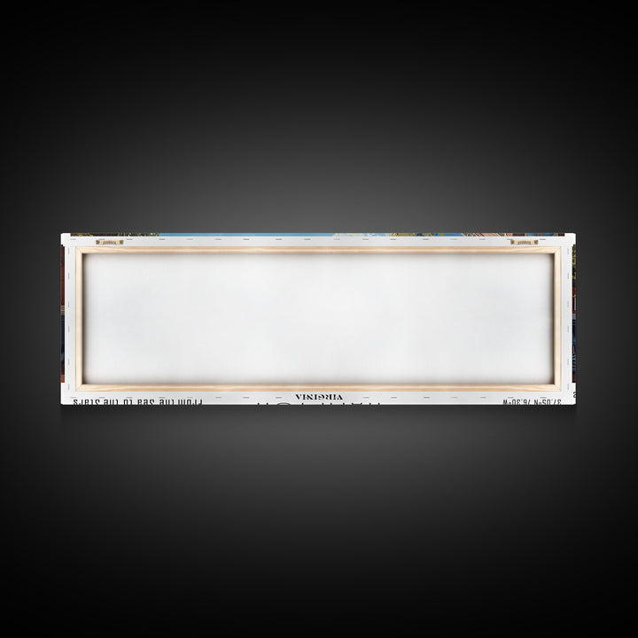 Hampton Virginia Panoramic Watercolor Painting, Urban Framed Canvas Print, Cityscape Wall Art for Living Room, Travel Poster, Home Decor, City Gift Idea