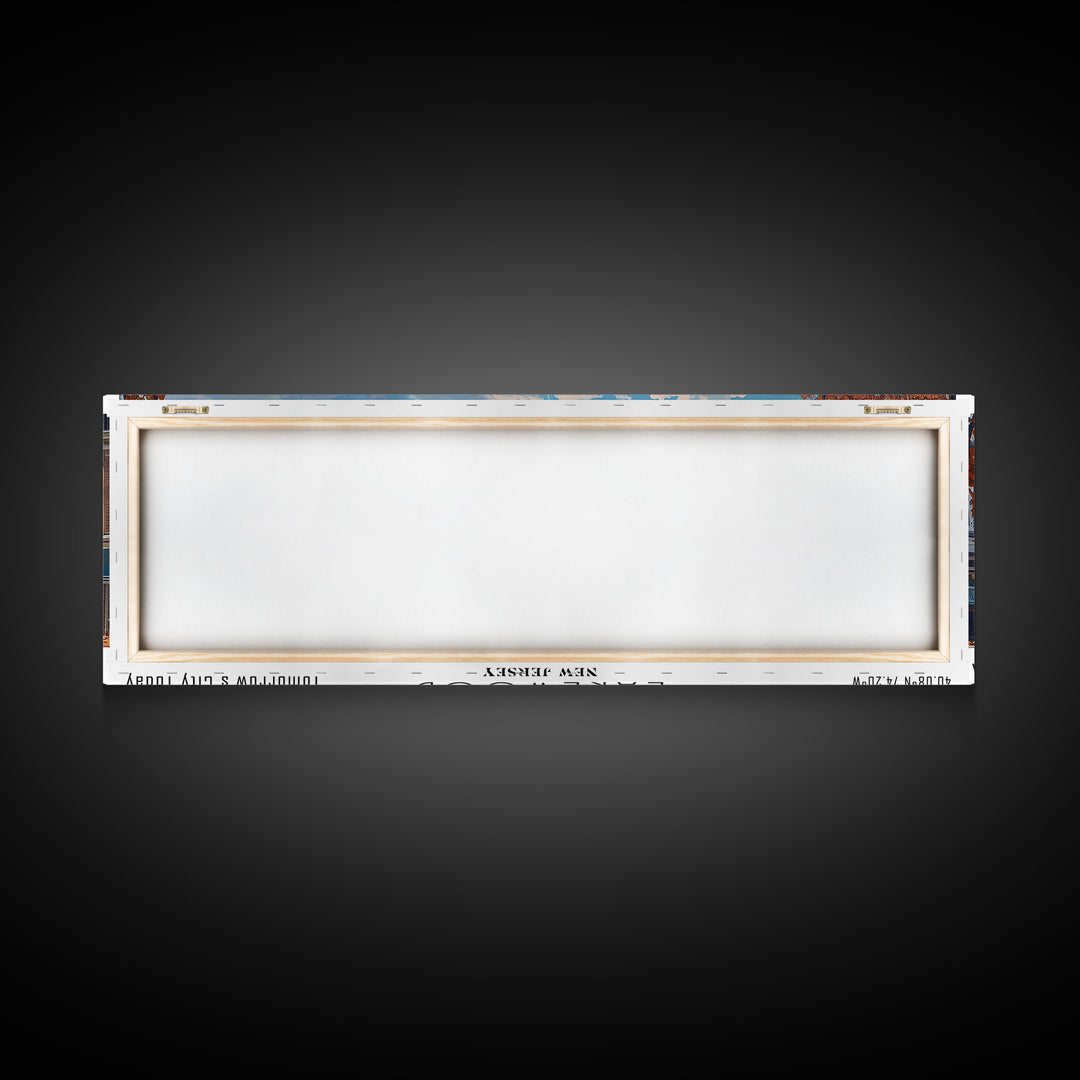 Lakewood New Jersey Panoramic Watercolor Cityscape, Framed Canvas Print for Living Room, Office Wall Art, Urban Decor, Travel Poster