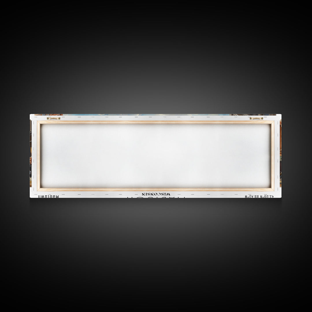 Madison Wisconsin Panoramic Framed Canvas Print, Stunning Watercolor Painting, City Wall Art, Office Decor, Living Room Art, Travel Poster