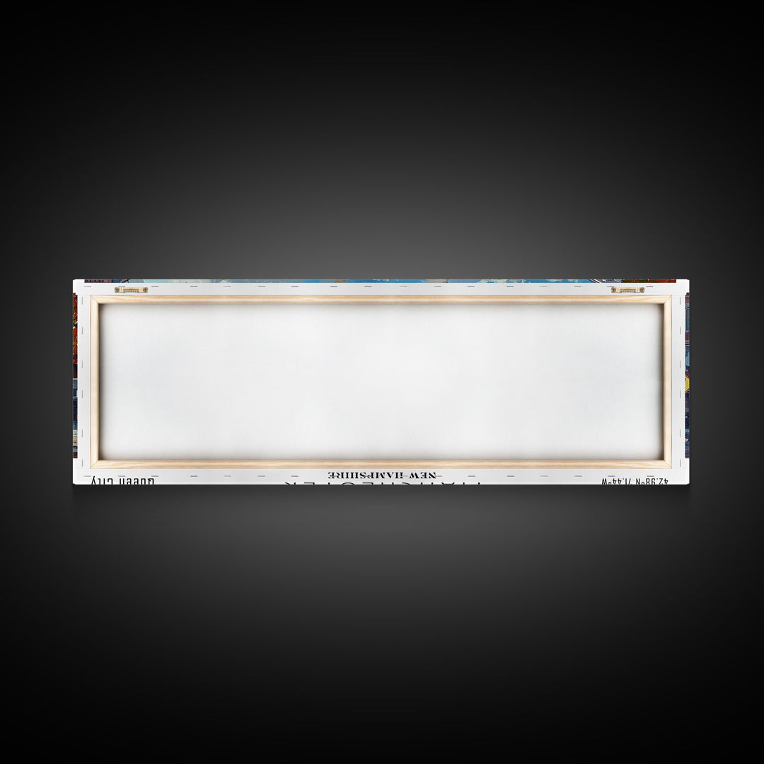Manchester New Hampshire Panoramic Framed Canvas Print, Beautiful Watercolor Painting, City Wall Art, Office Decor, Living Room Art