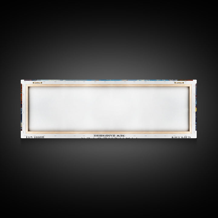 Manchester New Hampshire Panoramic Framed Canvas Print, Beautiful Watercolor Painting, City Wall Art, Office Decor, Living Room Art