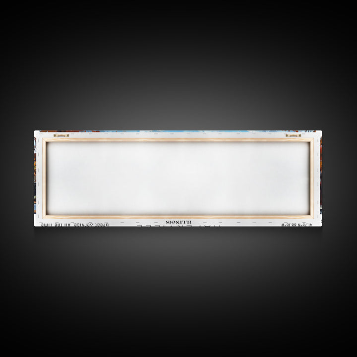 Naperville Illinois Panoramic Framed Canvas Print, Watercolor Cityscape, Office Wall Art, Travel Poster, Living Room Decor, City Art