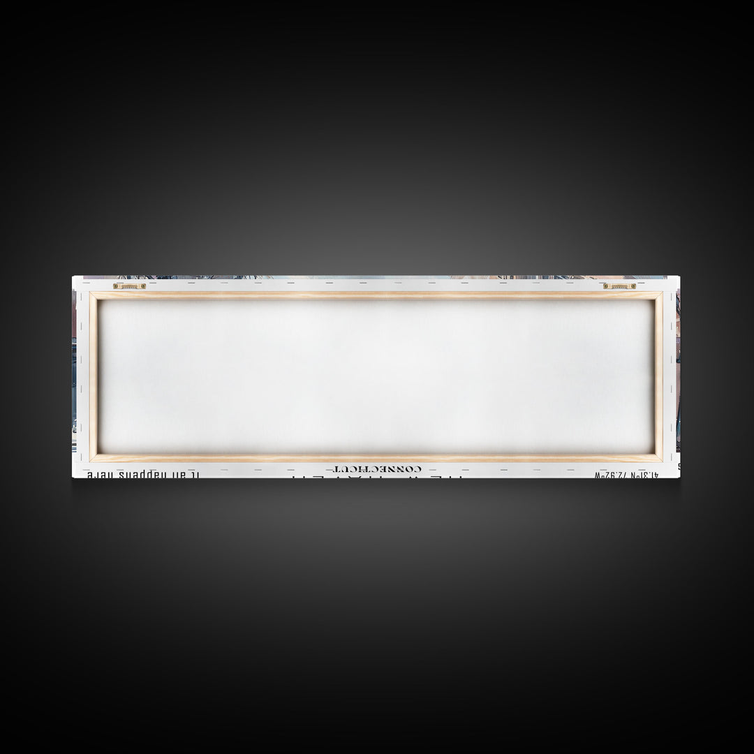 New Haven Connecticut Panoramic Framed Canvas Print, Stunning Watercolor Painting, Office Wall Art, Travel Poster, Home Decor