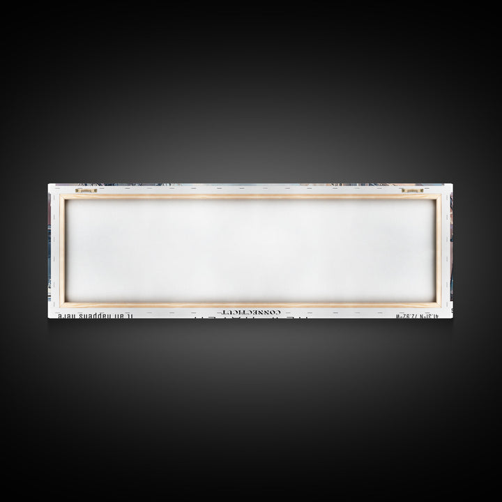 New Haven Connecticut Panoramic Framed Canvas Print, Stunning Watercolor Painting, Office Wall Art, Travel Poster, Home Decor