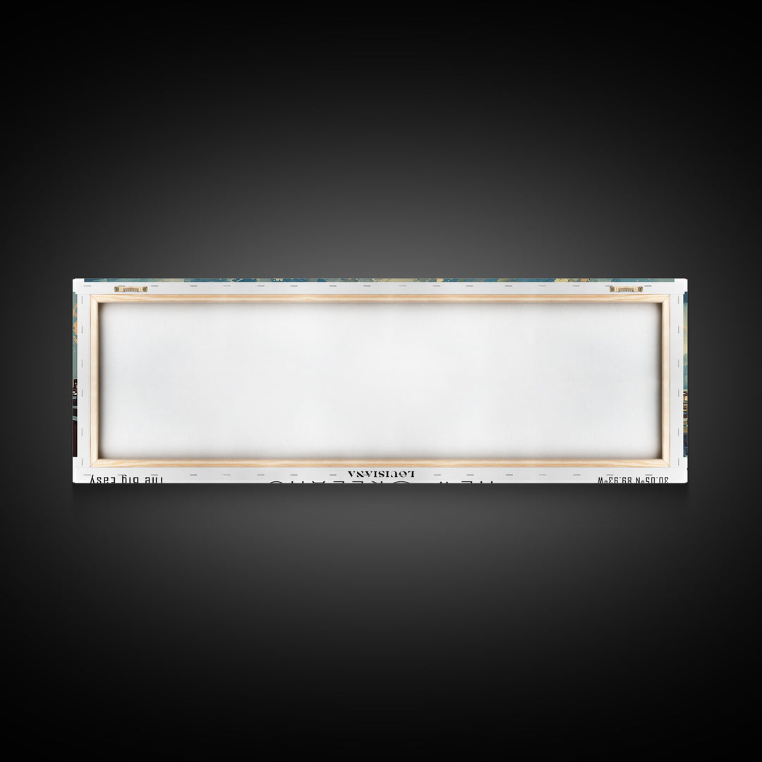 New Orleans Louisiana Panoramic Painting, Framed Canvas Print for Home Decor, Unique Watercolor Art, Travel Poster, Cityscape Gift Idea