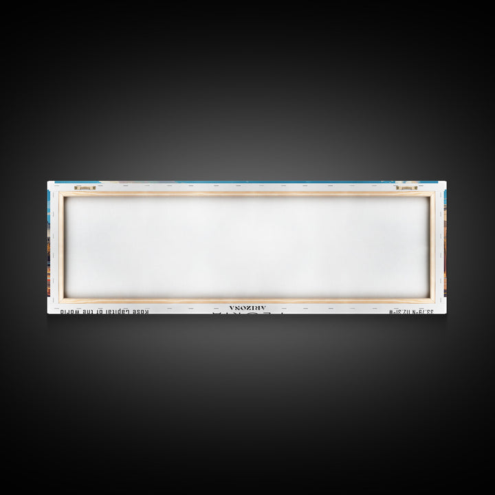 Peoria Arizona Panoramic Framed Canvas Print, Watercolor Cityscape Art, Travel Poster, Home Decor, Urban Gift Idea, Living Room Art