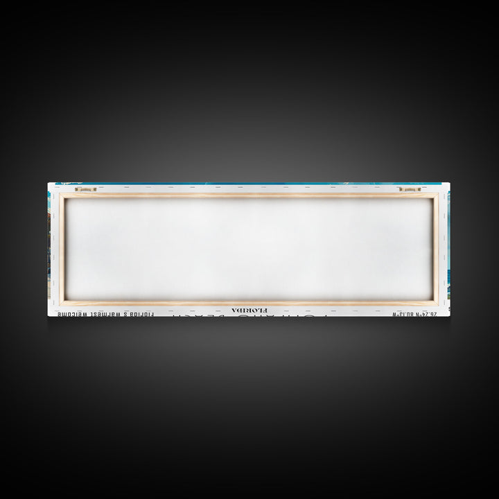 Pompano Beach Florida Panoramic Framed Canvas Print, Watercolor Cityscape Art, Travel Poster, Home Decor, Urban Gift Idea, Living Room Art