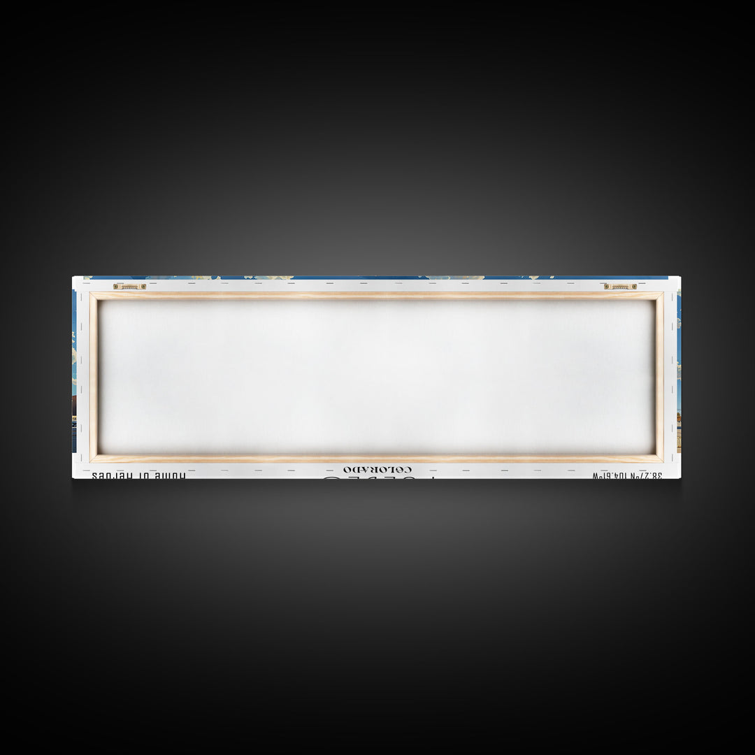 Pueblo Colorado Panoramic Print, Artistic Framed Canvas Print, Travel Poster Art, Home Decor, Office Wall Art, Gift Idea