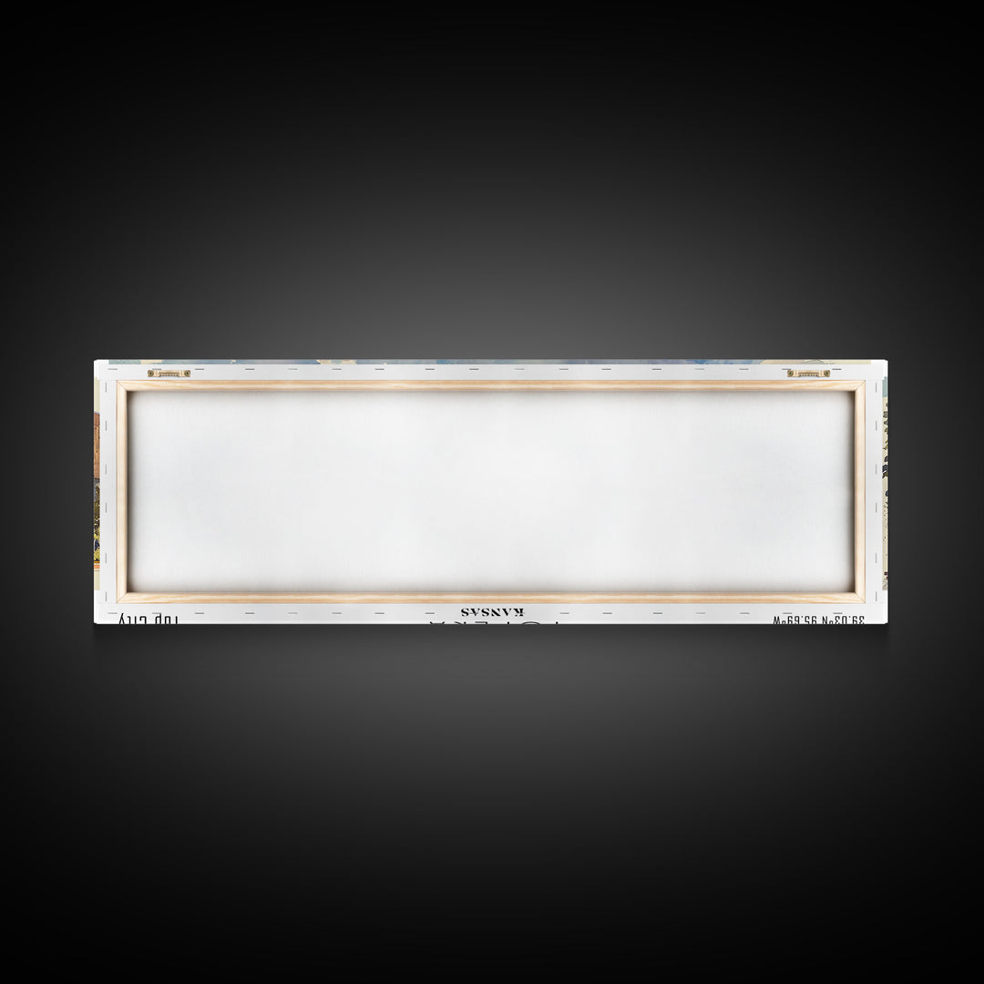 Topeka Kansas Panoramic Wall Art, Framed Canvas Print, Vintage Style Travel Poster, Home Decor, Artistic Office Piece, Unique Gift Idea