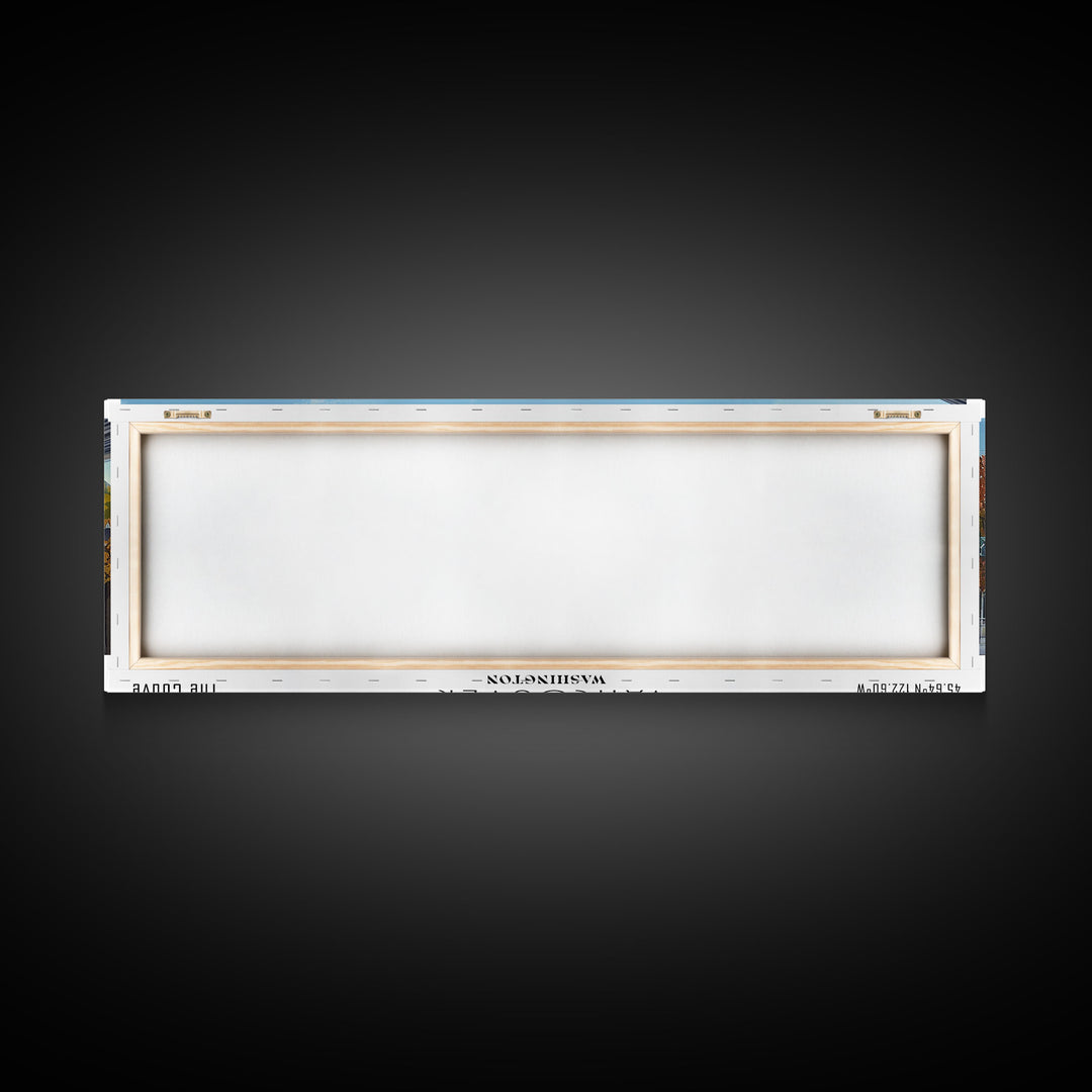 Vancouver Washington Panoramic Painting, Framed Canvas Print, Vintage Travel Poster, Artistic Wall Art, Unique Office Decor, Living Room Gift