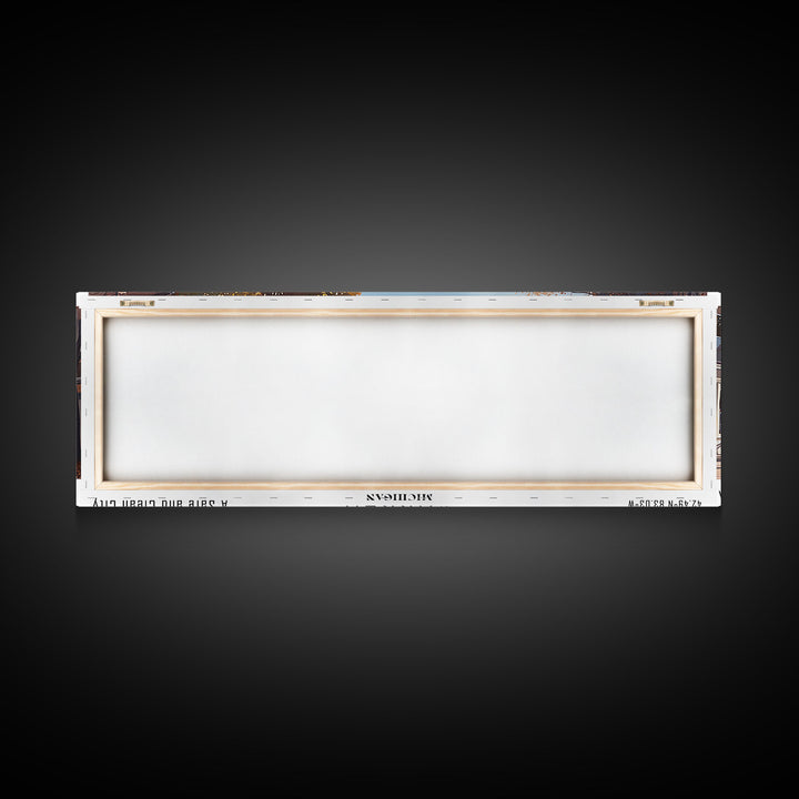 Warren Michigan Panoramic Painting, Framed Canvas Print, Retro Travel Poster, Artistic Wall Art, Unique Living Room Decor, Office Gift