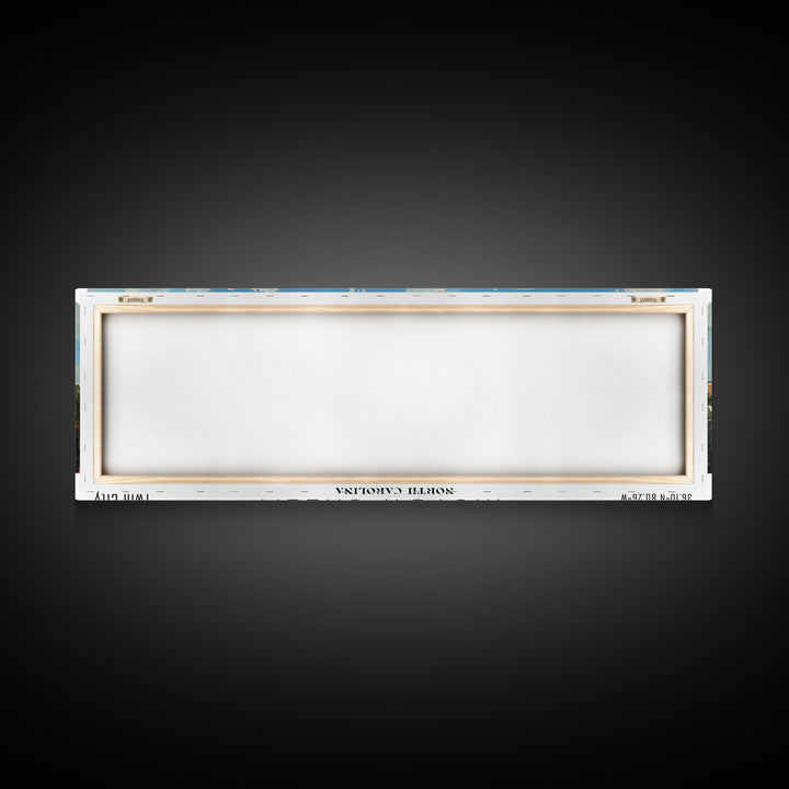 Winston-Salem North Carolina Panoramic Framed Canvas Print, Retro Travel Poster, Artistic Wall Art, Unique Living Room Decor, Office Gift, Original Artwork