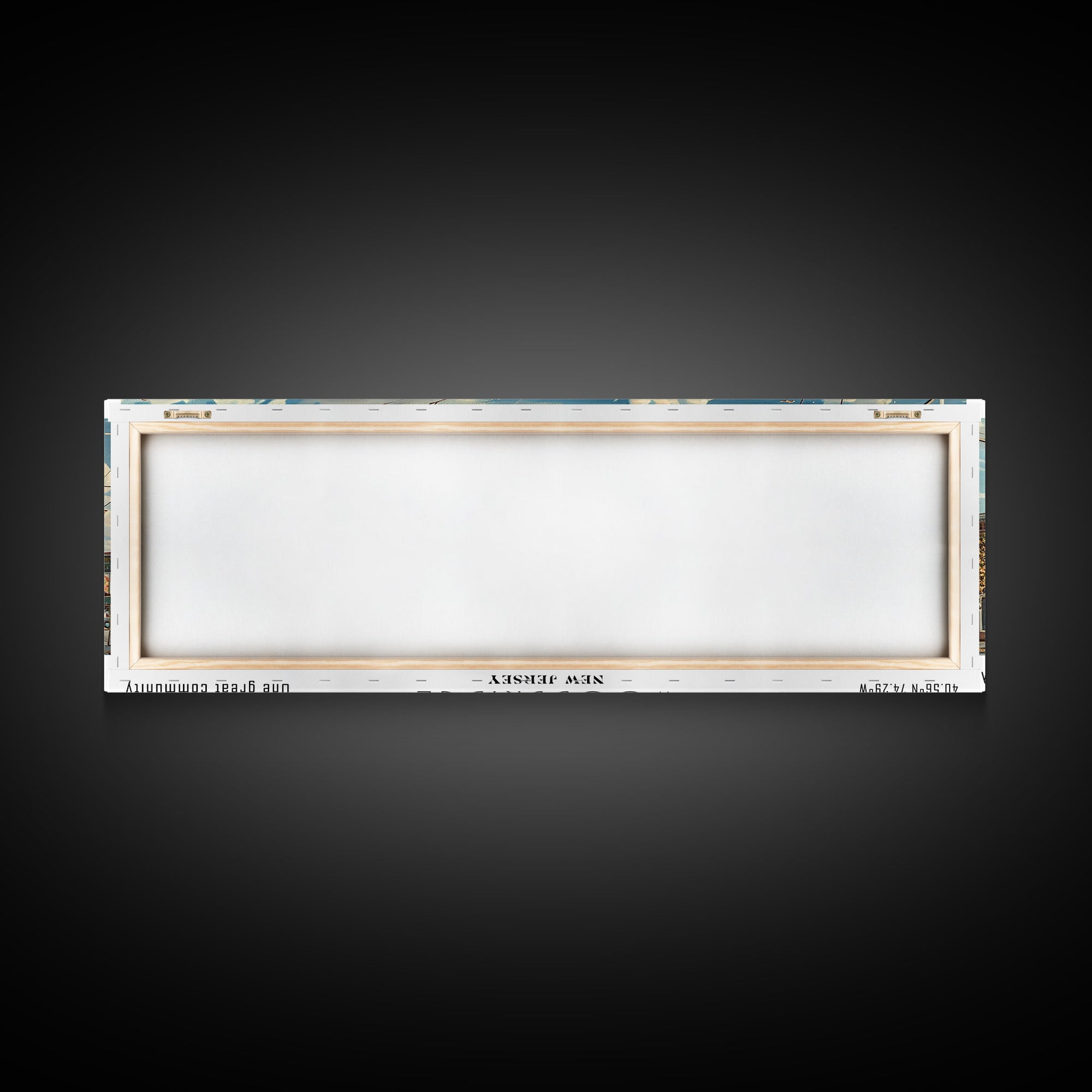 Woodbridge New Jersey Panoramic Painting, Framed Canvas Print, Retro Style Travel Poster, Artistic Wall Art, Unique Home Decor, Office Gift Idea