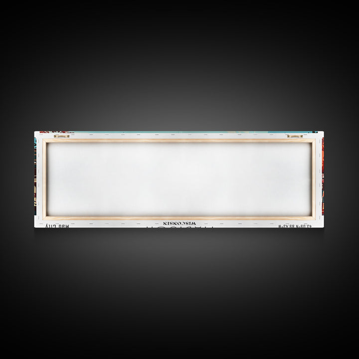 Madison Wisconsin Panoramic Painting, Mid Century Modern Framed Canvas Print, Retro Pop Art Travel Poster, Wall Art, Home Decor, Office Wall Art, Living Room Decor