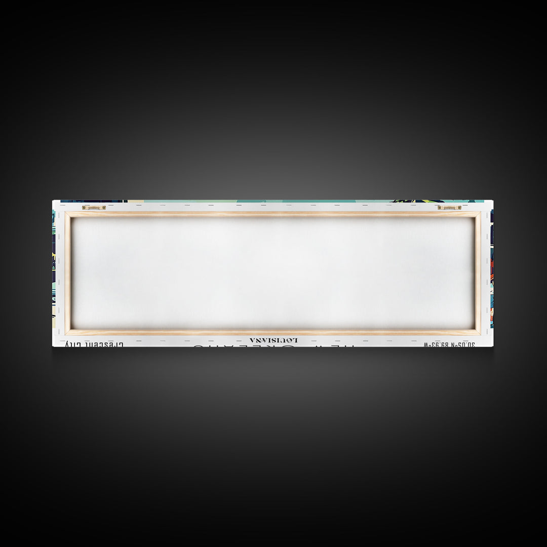 New Orleans Louisiana Panoramic Painting, Mid Century Modern Framed Canvas Print, Retro Pop Art Travel Poster, Living Room Art, Home Decor, Office Wall Art, Vintage Style