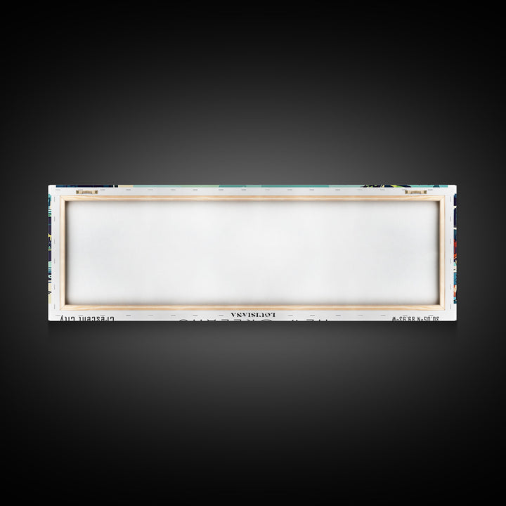 New Orleans Louisiana Panoramic Painting, Mid Century Modern Framed Canvas Print, Retro Pop Art Travel Poster, Living Room Art, Home Decor, Office Wall Art, Vintage Style