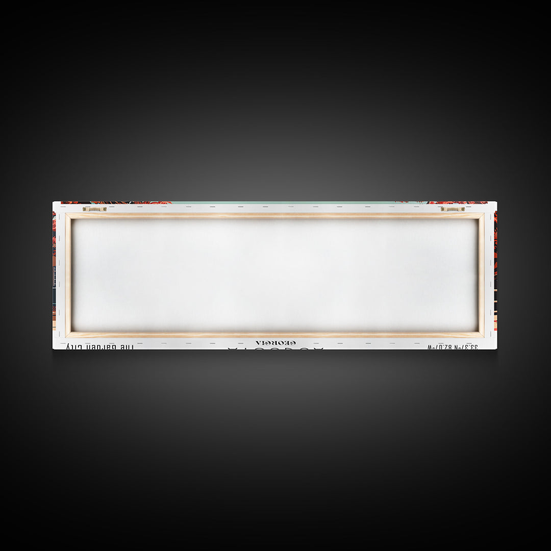 Augusta Georgia Panoramic Painting, Framed Canvas Print, Mid Century Modern Wall Art, Retro Pop Art Travel Poster, Living Room Decor, City Art