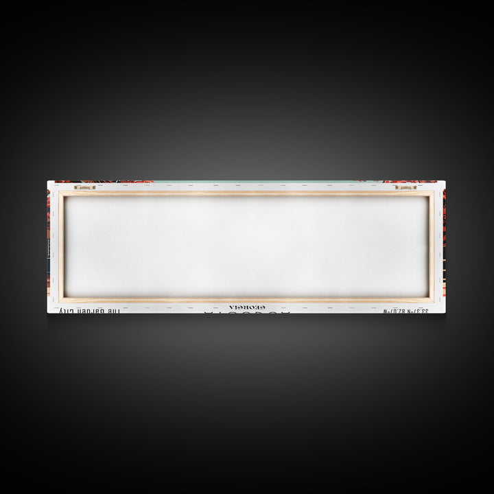 Augusta Georgia Panoramic Painting, Framed Canvas Print, Mid Century Modern Wall Art, Retro Pop Art Travel Poster, Living Room Decor, City Art