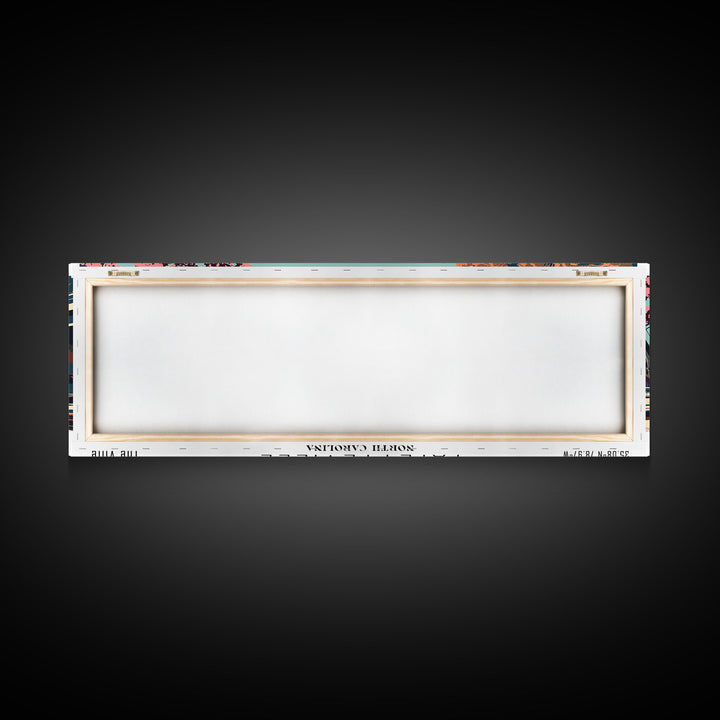 Fayetteville North Carolina Panoramic Painting, Framed Canvas Print, Mid Century Modern Wall Art, Retro Pop Art Travel Poster, Home Decor, City Art