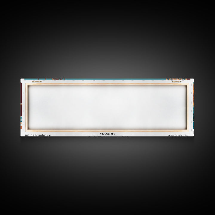 Glendale Arizona Panoramic Painting, Mid Century Modern Framed Canvas Print, City Art, Retro Pop Art Travel Poster, Living Room Decor, City Wall Art, Home Office Decor