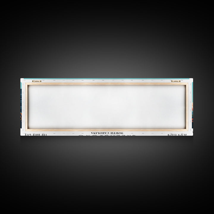 Greensboro North Carolina Panoramic Painting, Mid Century Modern Framed Canvas Print, Retro Pop Art Travel Poster, Cityscape Wall Art, Living Room Decor, Office Art