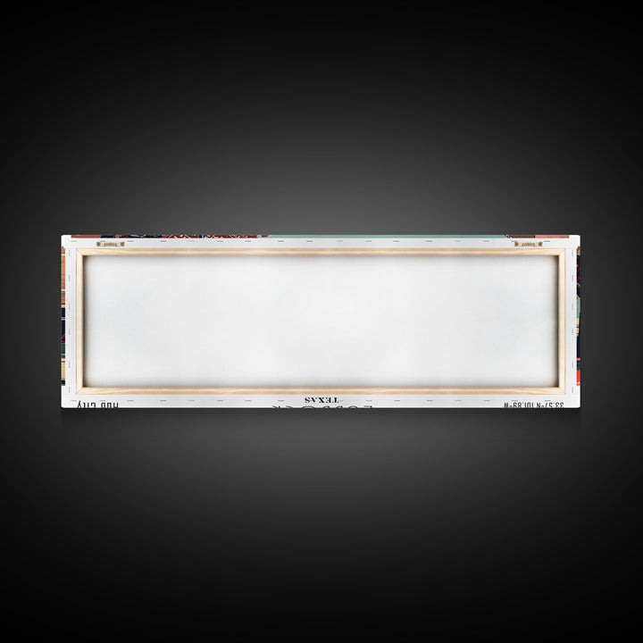 Lubbock Texas Panoramic Painting, Mid Century Modern Framed Canvas Print, Retro Pop Art Travel Poster, Living Room Decor, Gift Idea