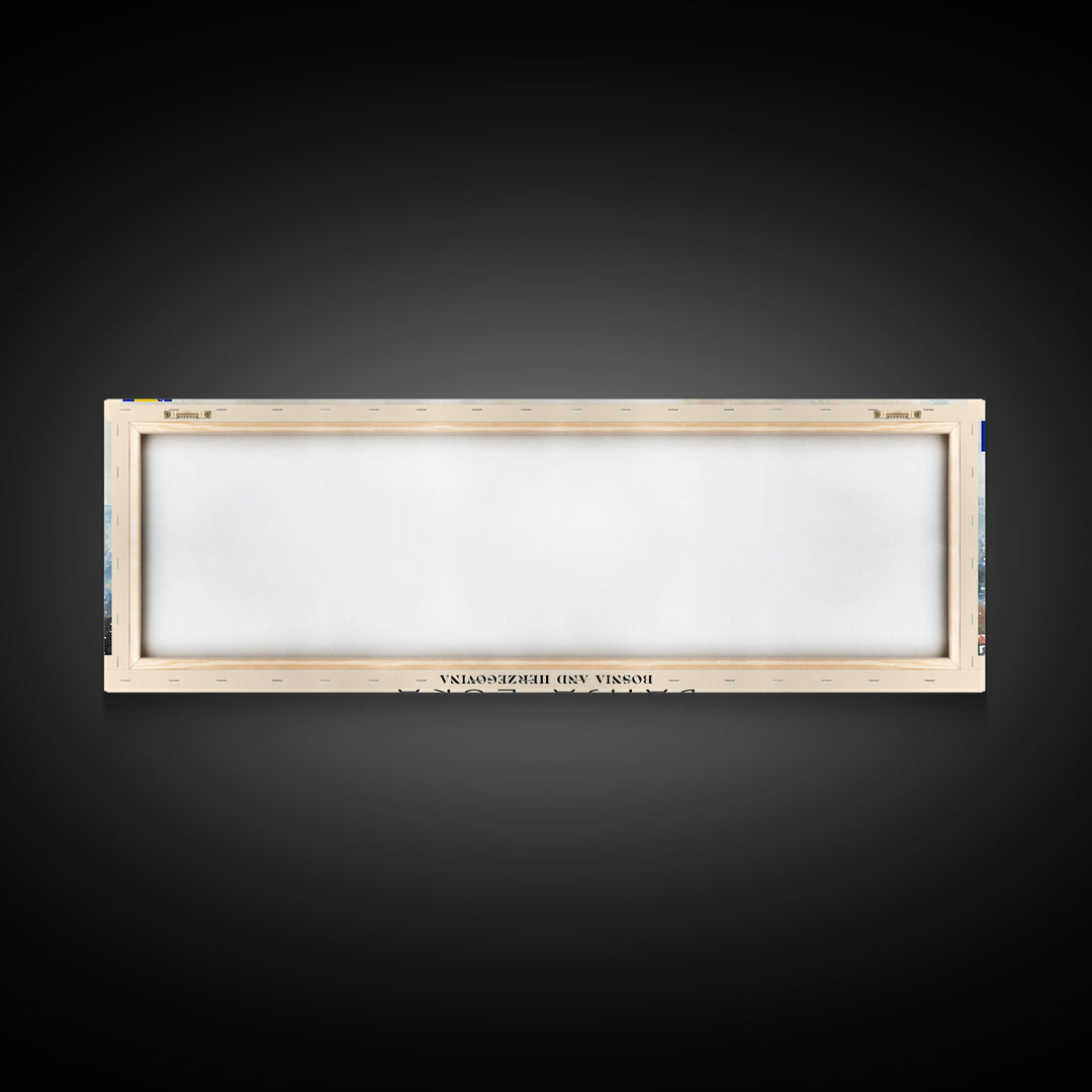 Banja Luka Bosnia Panoramic Travel Poster, Framed Canvas Print or Metal Wall Art, Travel Art, Home Decor, Panoramic Painting, Midcentury Art