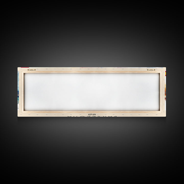 Barcelona Spain Travel Art, City Art, Framed Canvas Print or Metal Wall Art, Europe Travel Poster, Panoramic Wall Art, Extra Wide Wall Art