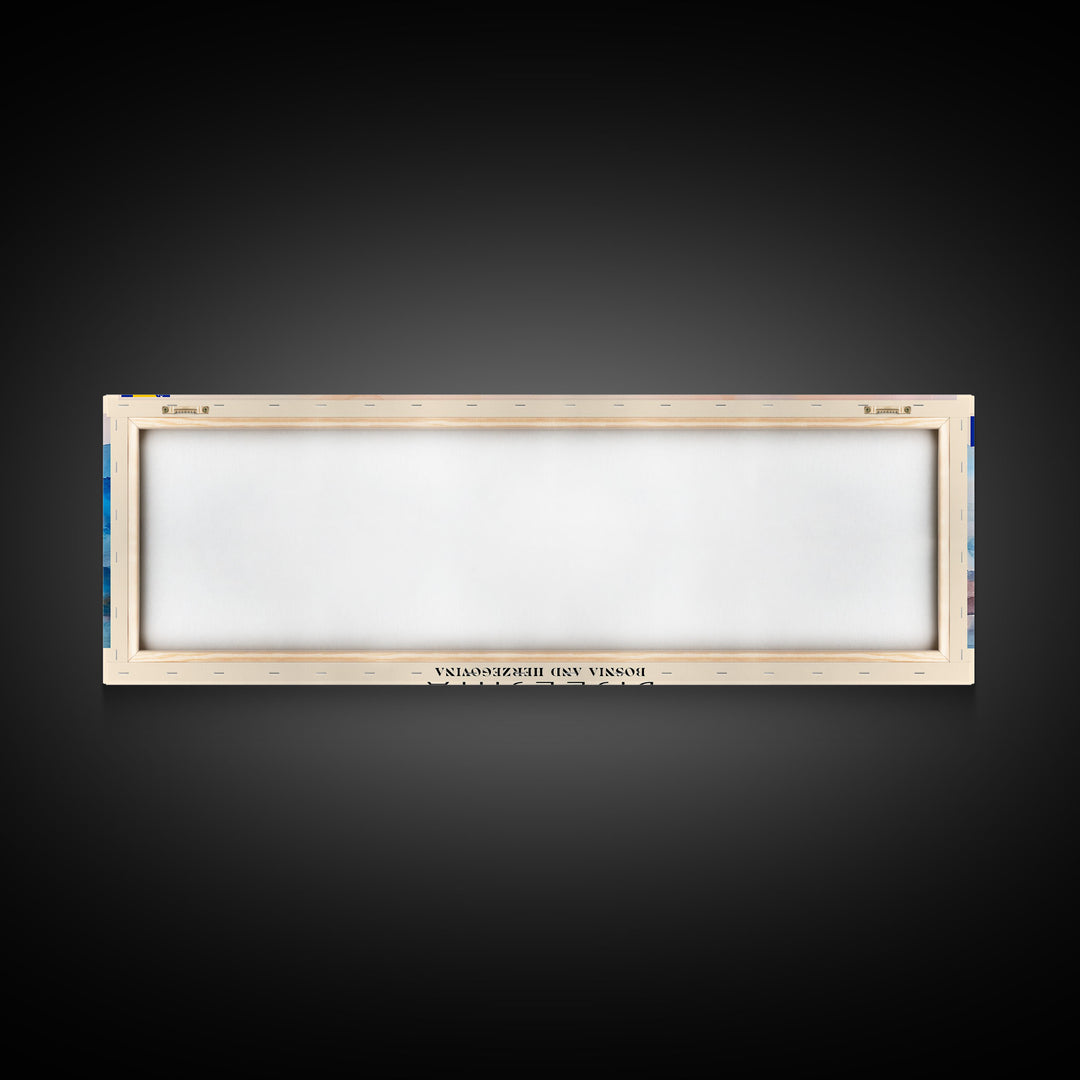 Bijeljina Bosnia Panoramic Travel Poster, Framed Canvas Print or Metal Wall Art, Travel Art, Home Decor, Panoramic Painting, Midcentury Art