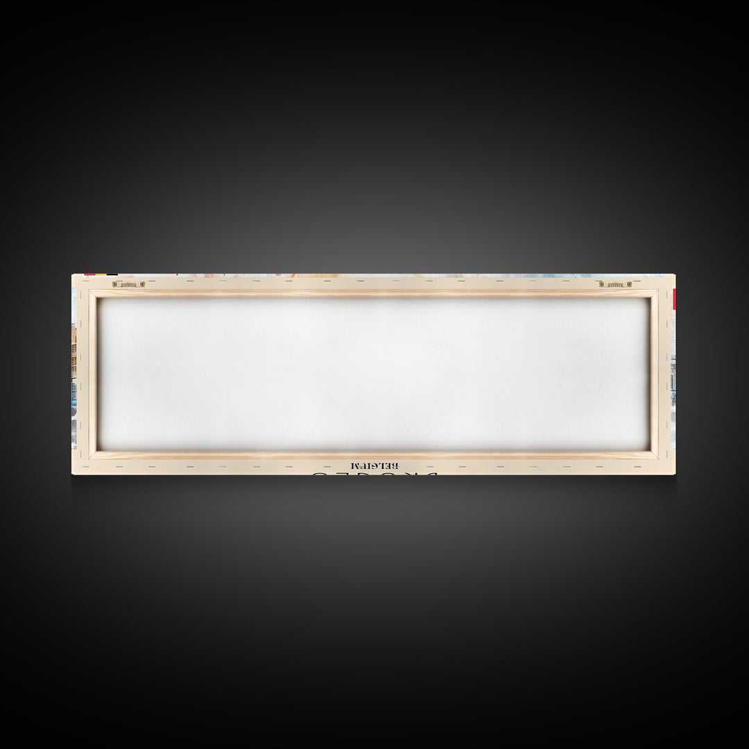 Bruges Belgium Travel Art, City Art, Framed Canvas Print or Metal Wall Art, Europe Travel Poster, Panoramic Wall Art, Extra Wide Wall Art