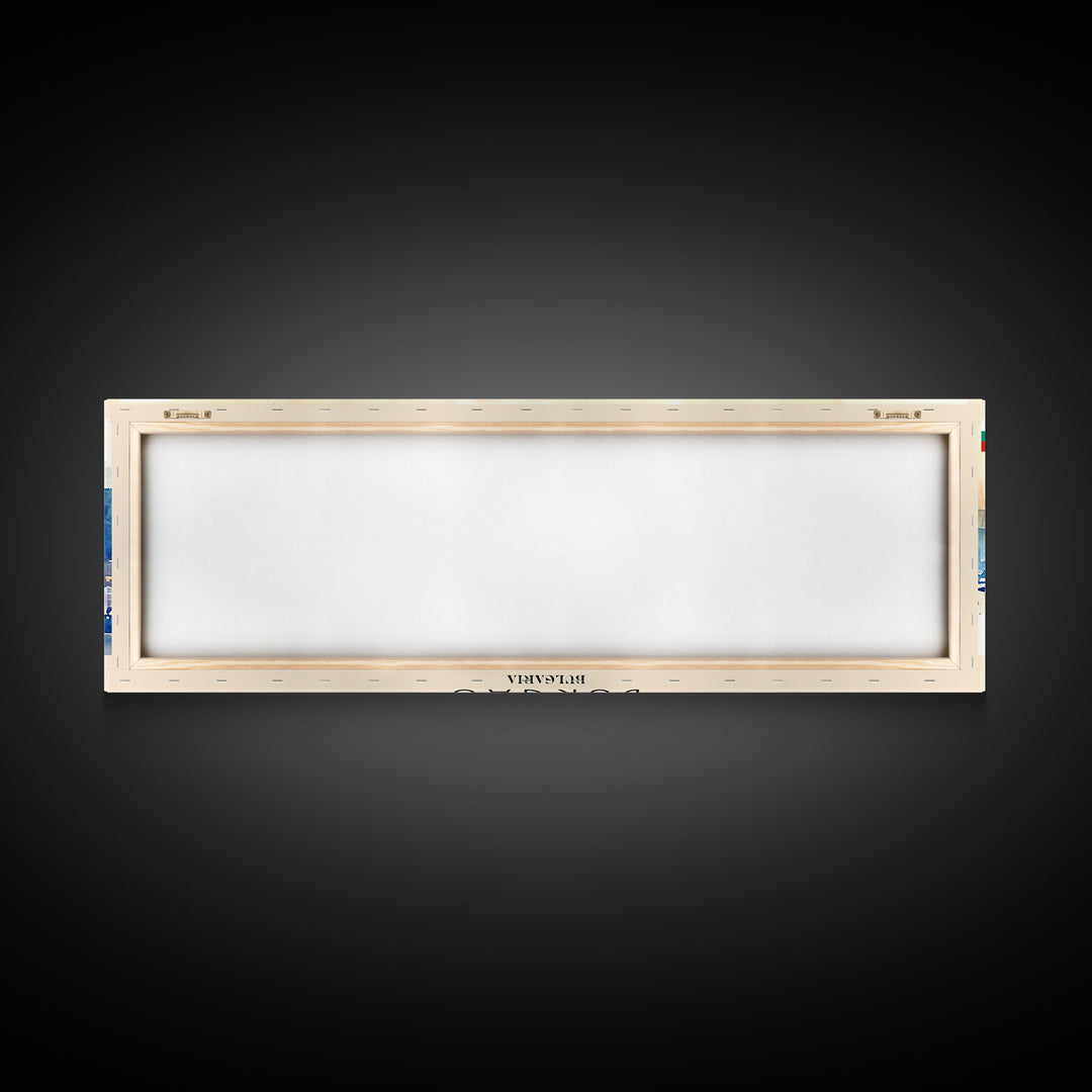 Burgas Bulgaria Panoramic Travel Poster, Framed Canvas Print or Metal Wall Art, Travel Art, Home Decor, Panoramic Painting, Midcentury Art