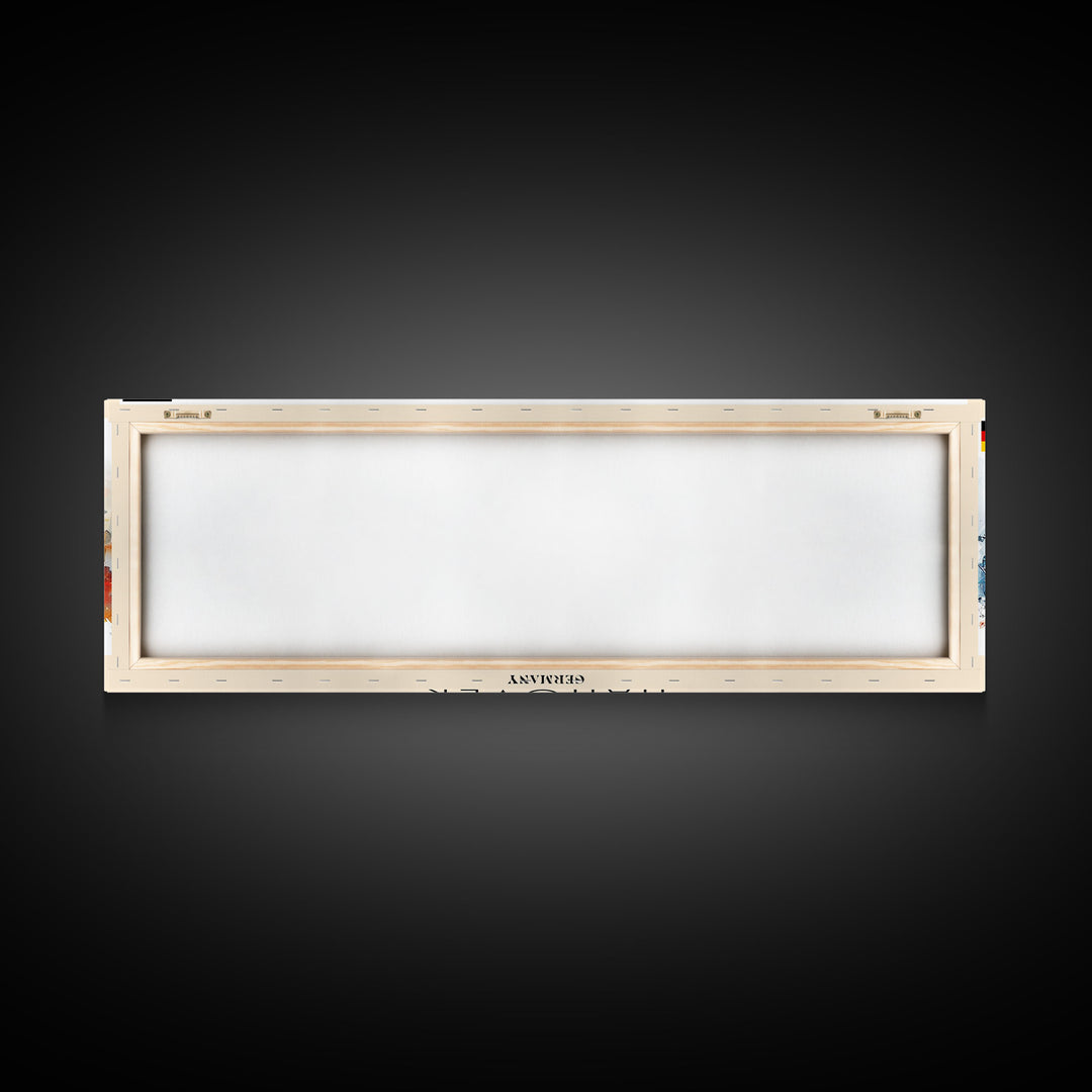 Hanover Germany Panoramic Travel Poster, Framed Canvas Print or Metal Wall Art, Travel Art, Home Decor, Panoramic Painting, Midcentury Art