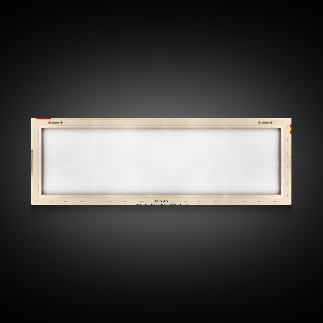 Madrid Spain Panoramic Travel Poster, Framed Canvas Print or Metal Wall Art, Travel Art, Home Decor, Panoramic Painting, Midcentury Art