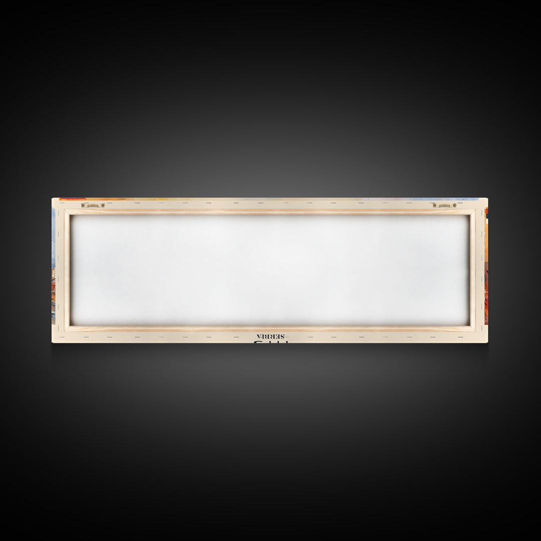 Niš Serbia Panoramic Travel Poster, Framed Canvas Print or Metal Wall Art, Travel Art, Home Decor, Panoramic Painting, Midcentury Art