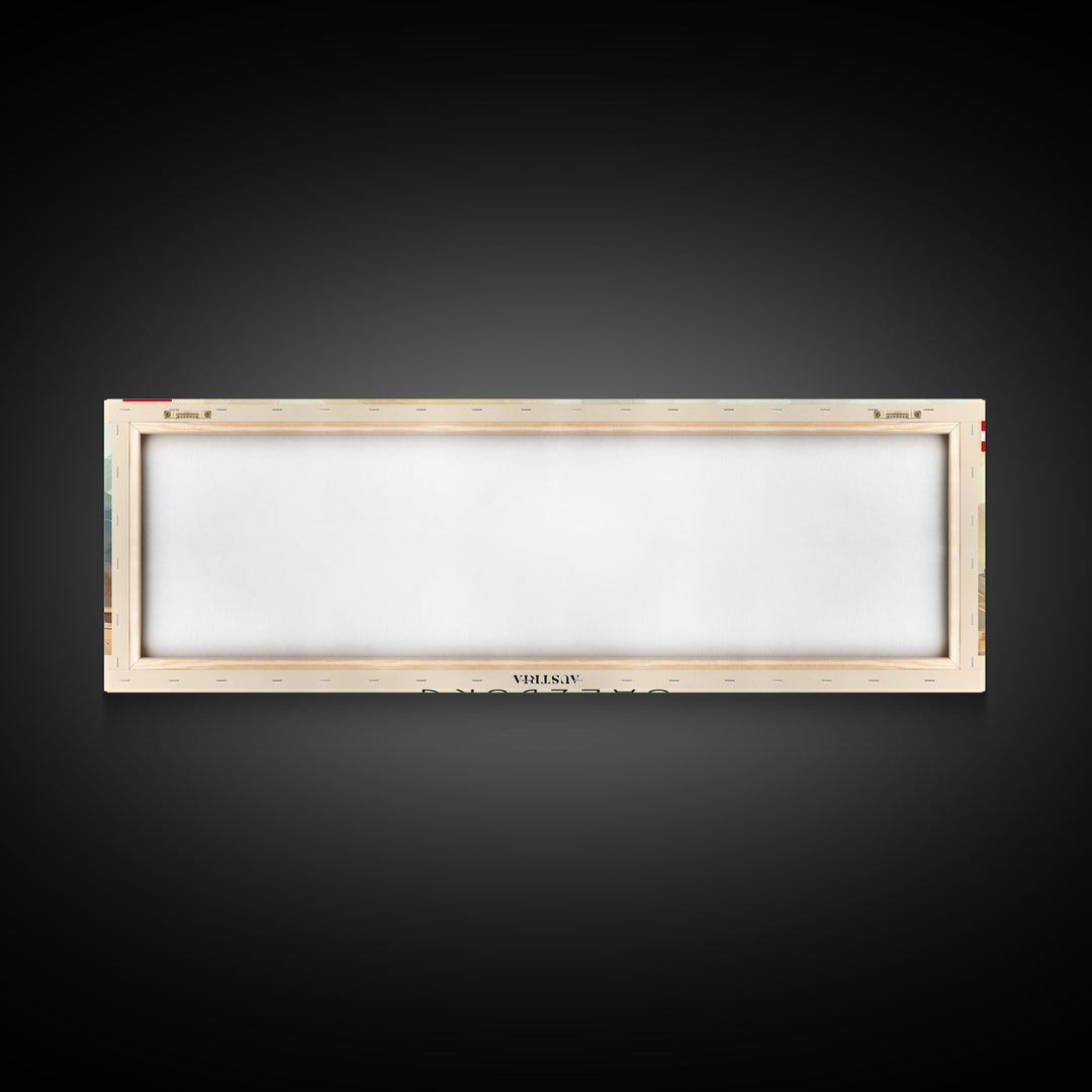 Salzburg Austria Panoramic Travel Poster, Framed Canvas Print or Metal Wall Art, Travel Art, Home Decor, Panoramic Painting, Midcentury Art