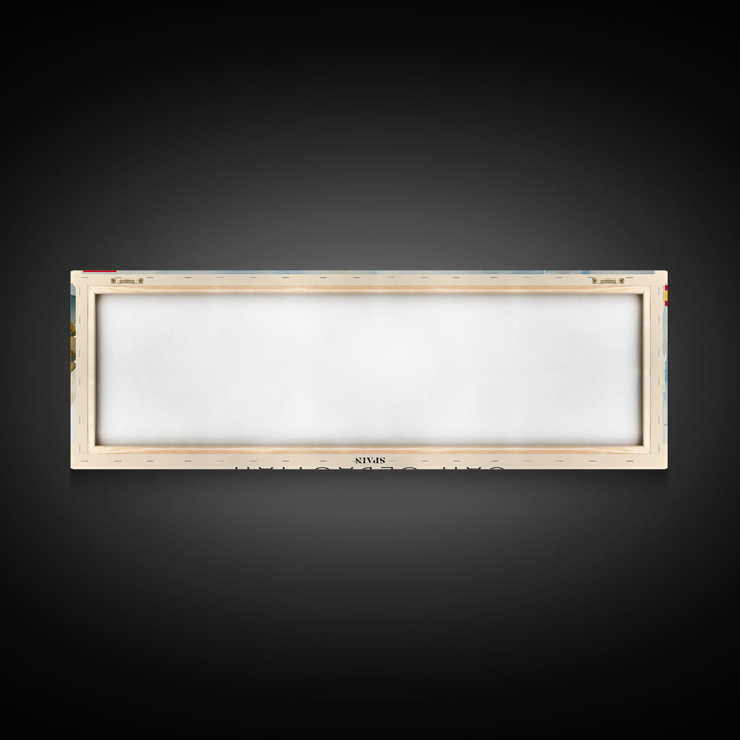 San Sebastian Spain Panoramic Travel Poster, Framed Canvas Print or Metal Wall Art, Travel Art, Home Decor, Panoramic Painting, Midcentury Art