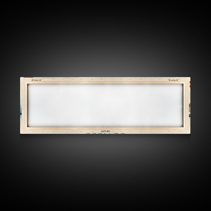 Seville Spain Panoramic Travel Poster, Framed Canvas Print or Metal Wall Art, Travel Art, Home Decor, Panoramic Painting, Midcentury Art