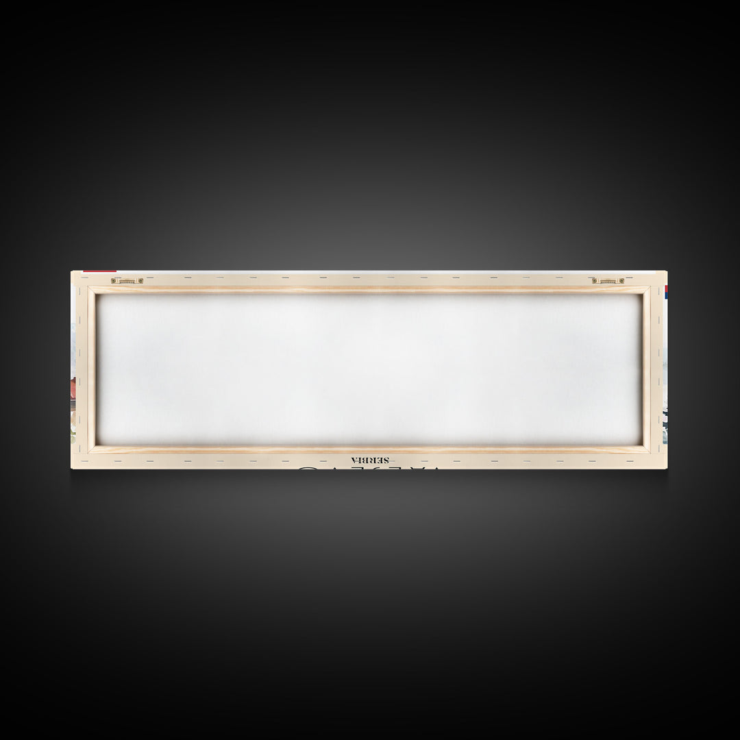 Valjevo Serbia Panoramic Travel Poster, Framed Canvas Print or Metal Wall Art, Travel Art, Home Decor, Panoramic Painting, Midcentury Art