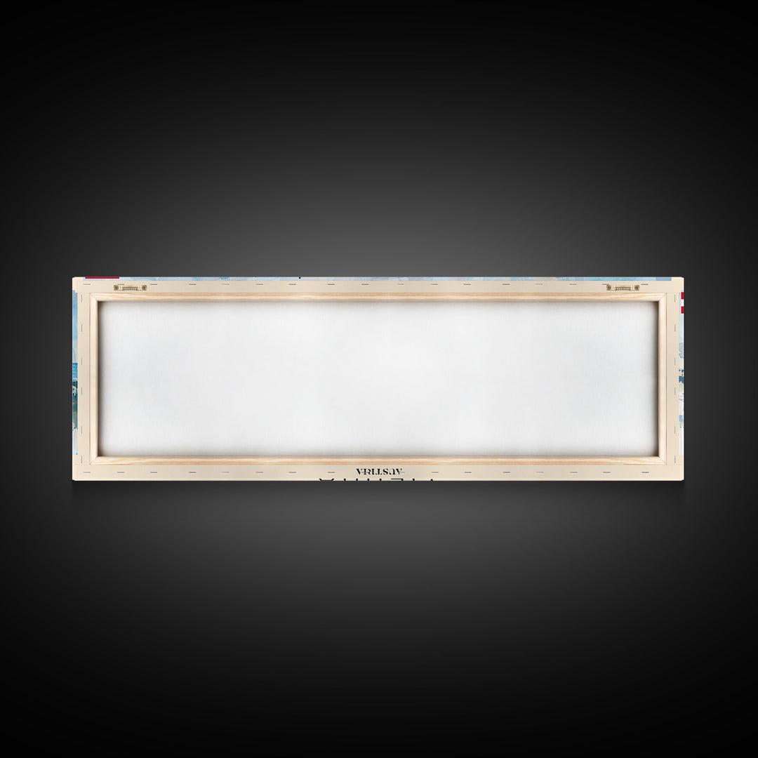 Vienna Austria Panoramic Travel Poster, Framed Canvas Print or Metal Wall Art, Travel Art, Home Decor, Panoramic Painting, Midcentury Art