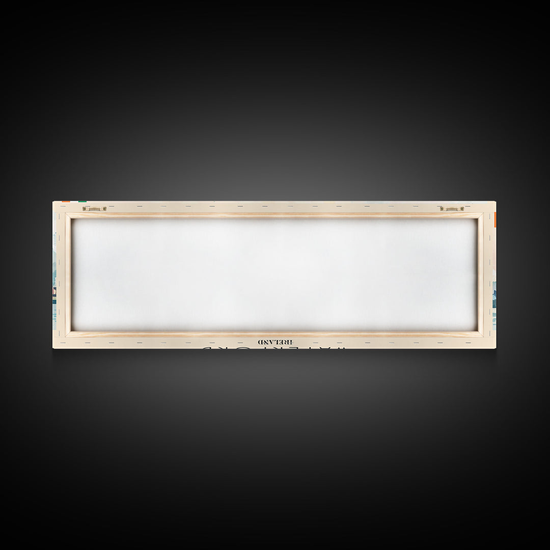 Waterford Ireland Panoramic Travel Poster, Framed Canvas Print or Metal Wall Art, Travel Art, Home Decor, Panoramic Painting, Midcentury Art