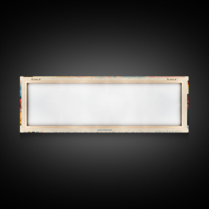 Freiburg Germany Panoramic Travel Poster, Framed Canvas Print or Metal Wall Art, Travel Art, Home Decor, Panoramic Painting, Midcentury Art