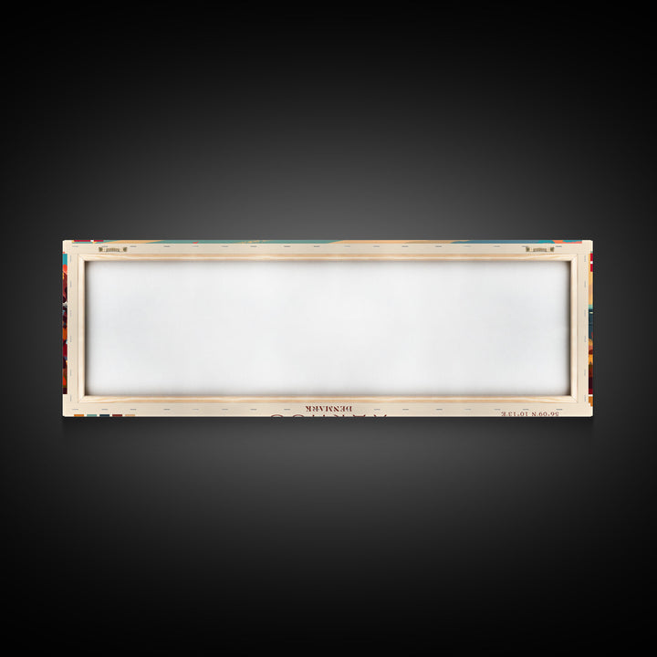 Aarhus Denmark  Panoramic Travel Poster, Framed Canvas Print or Metal Wall Art, Travel Art, Home Decor, Panoramic Painting, Midcentury Art