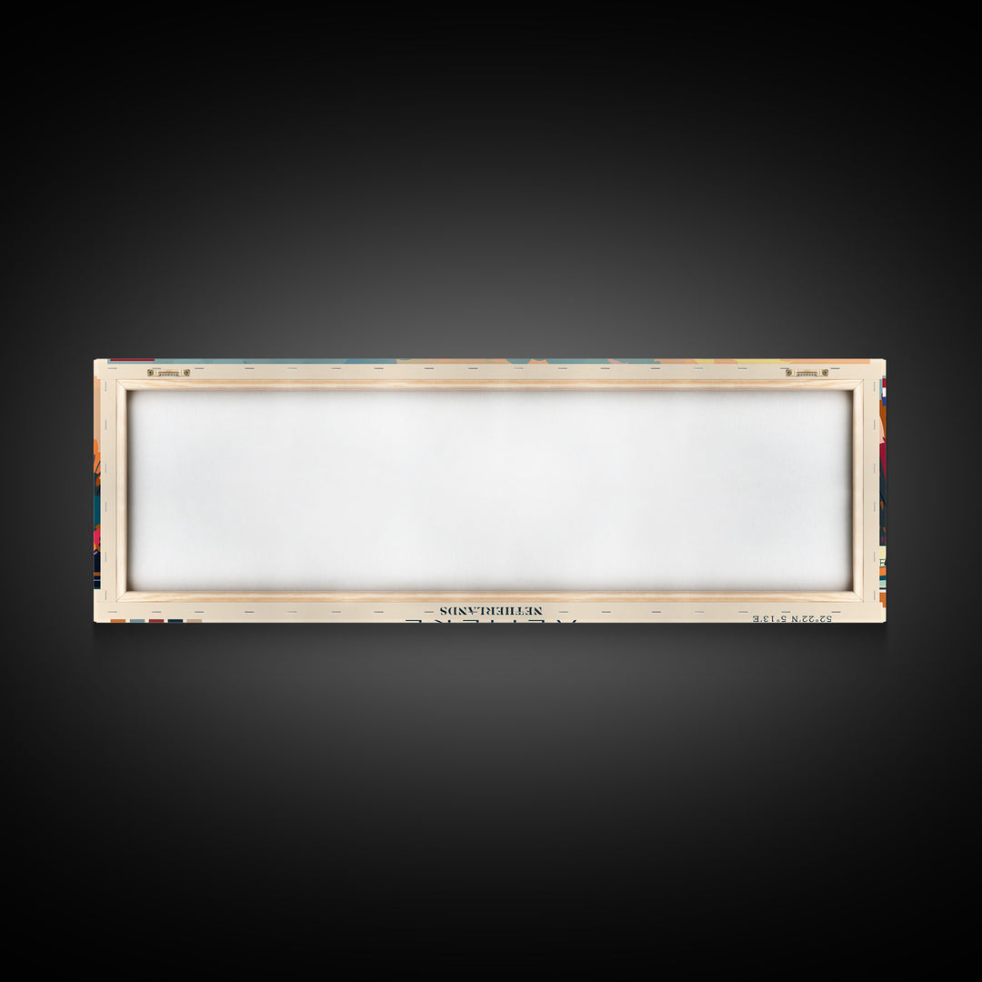 Almere Netherlands Panoramic Travel Poster, Framed Canvas Print or Metal Wall Art, Travel Art, Home Decor, Panoramic Painting, Midcentury Art