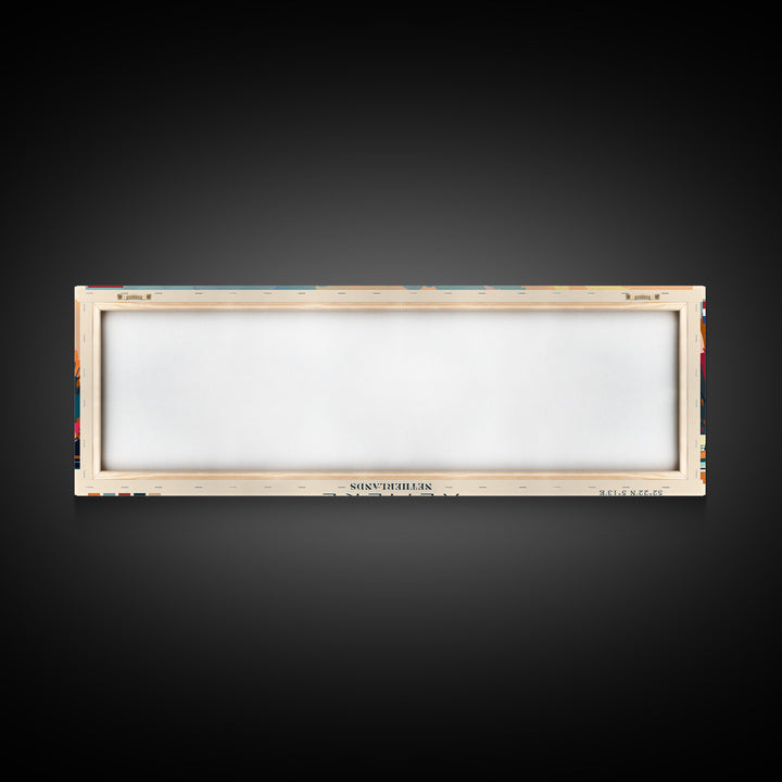 Almere Netherlands Panoramic Travel Poster, Framed Canvas Print or Metal Wall Art, Travel Art, Home Decor, Panoramic Painting, Midcentury Art